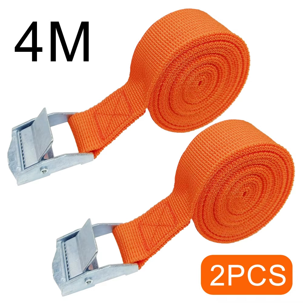 2Pcs 4M Zinc Alloy Pressure Buckle Pallet Cargo Straps Luggage Fixed Car Fixed Tightener Tensioner Straps Ratchet Tie-Down Belt