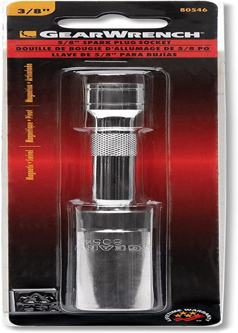 3/8" Drive 6 Pt. 5/8" X 6" Magnetic Swivel Spark Plug Socket - 80546