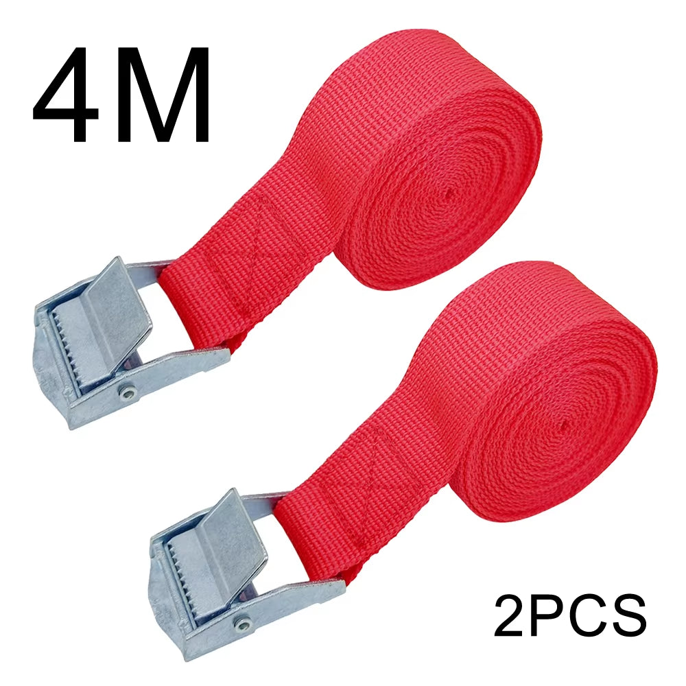 2Pcs 4M Zinc Alloy Pressure Buckle Pallet Cargo Straps Luggage Fixed Car Fixed Tightener Tensioner Straps Ratchet Tie-Down Belt