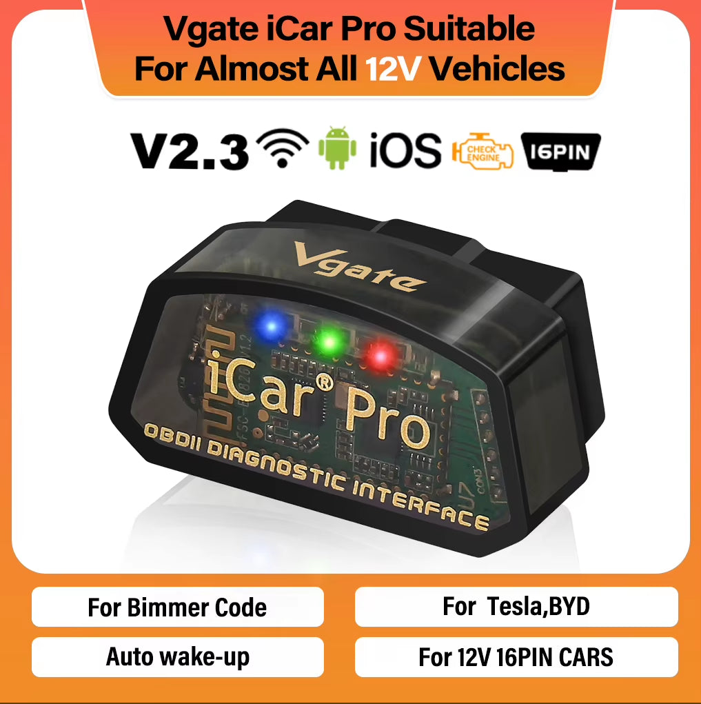 Vgate Icar Pro Elm327 V2.3 OBD 2 OBD2 Car Diagnostic Tool WIFI Bluetooth 4.0 for IOS Scan Tool ODB2 Auto Scanner PK ELM 327 V1 5