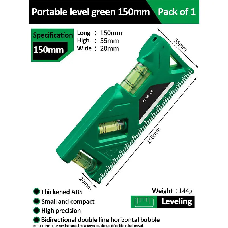 Mini Level Gauge High-Precision Horizontal Vertical Measure Metric Ruler Protractor Home Portable Magnetic Pocket Level Gauge
