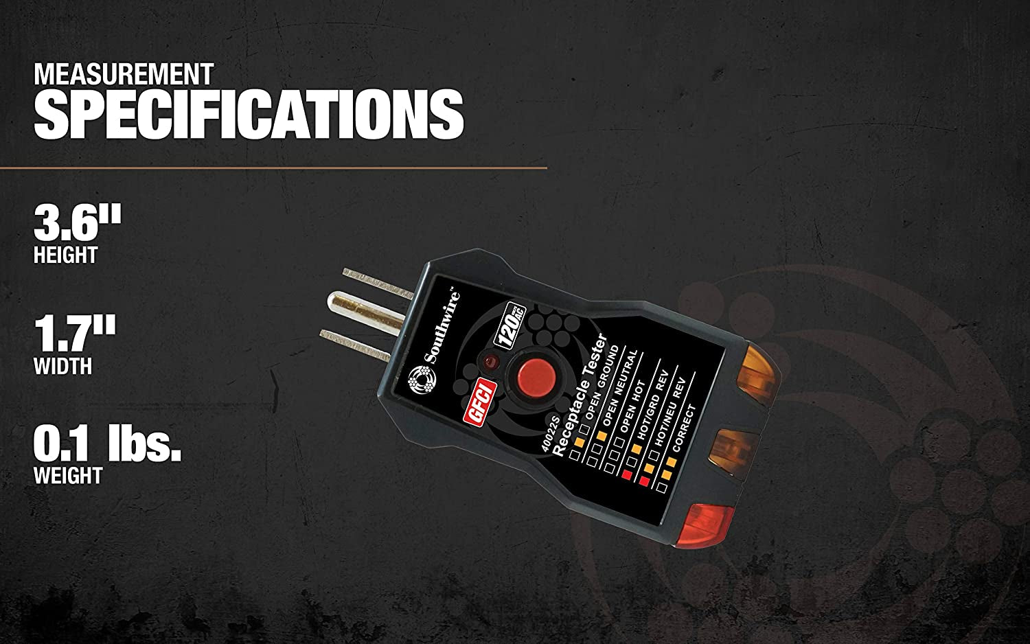 GFCI Receptacle Tester - Push-Button Outlet Tester for Fast & Accurate Wiring Checks - Compact & Durable Housing - 7 Test Functions