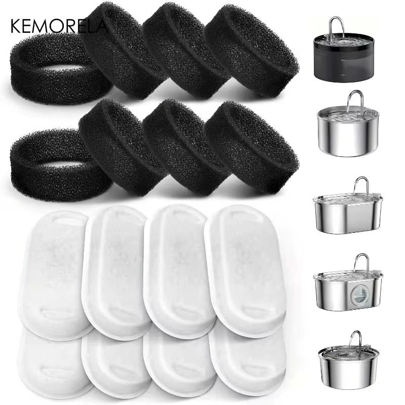 8PCS Cat Water Fountain Replacement Filters - for Clean Drinking Water - Fits Multiple Models Ideal for Small Animals Dispenser