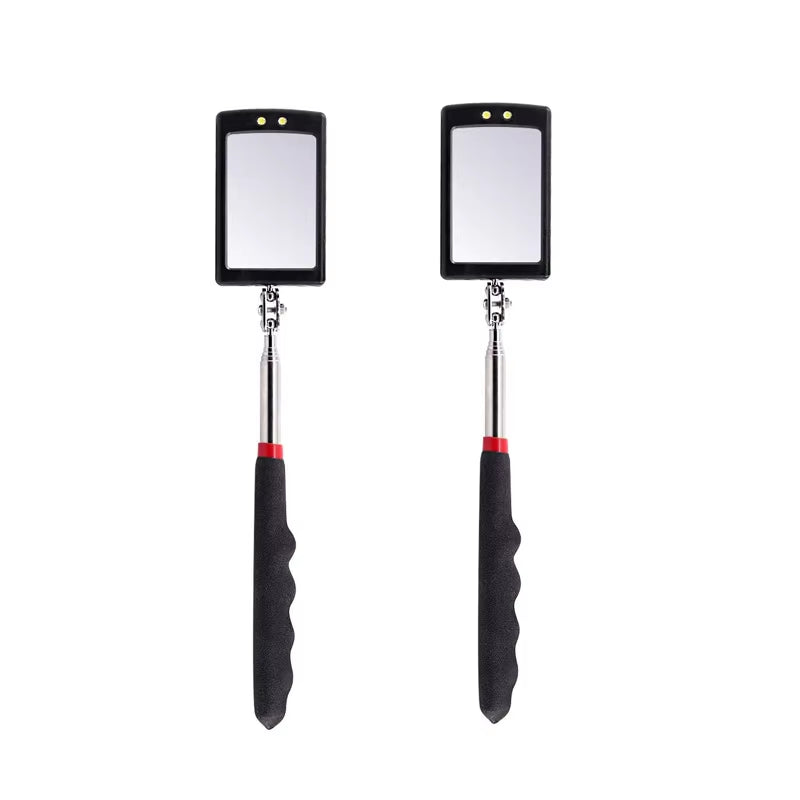360° Inspection Mirror LED Light Extend Telescopic Inspection Work Mirror with Grip Handle Car Maintenance Repairing Pickuptools