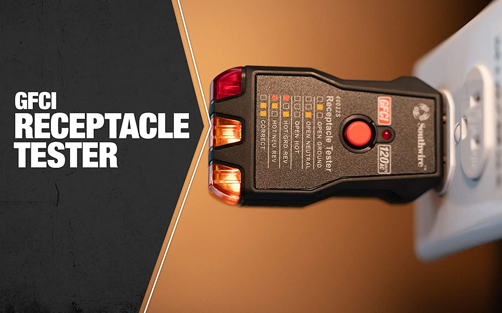 GFCI Receptacle Tester - Push-Button Outlet Tester for Fast & Accurate Wiring Checks - Compact & Durable Housing - 7 Test Functions