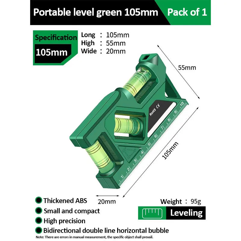 Mini Level Gauge High-Precision Horizontal Vertical Measure Metric Ruler Protractor Home Portable Magnetic Pocket Level Gauge