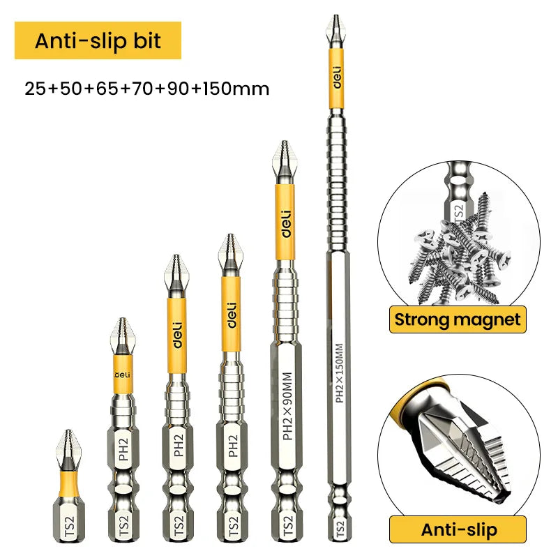 Non-Slip PH2 Magnetic Batch Head Cross Screwdriver Hardness Drill Bit Screw Driver Hand Tools 25/50/65/70/90/150Mm