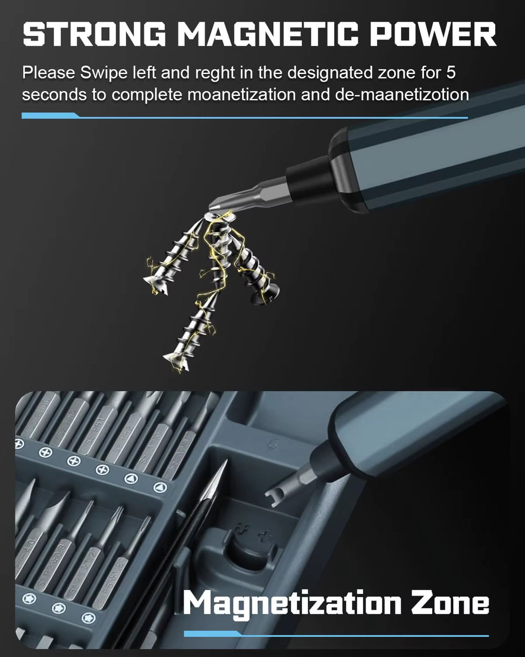 68-In-1 Precision Electric Screwdriver Set with 64 Magnetic Bits 5 Torque Adjustable Mini Power Tool for Iphone Watch Camera PC