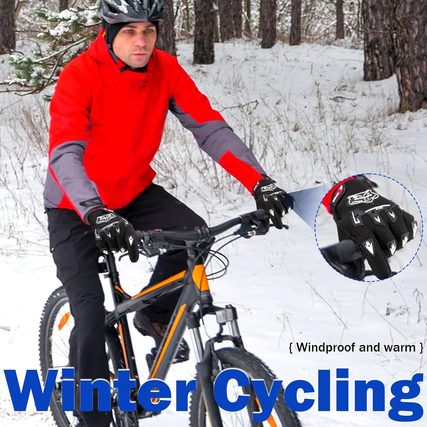 Motorcycle Gloves Riding Dirty Bike Gloves Racing Winter Power Sports Supplies for Riding Cycling Hiking Outdoor(Black,9.06 X 4.53 Inches)