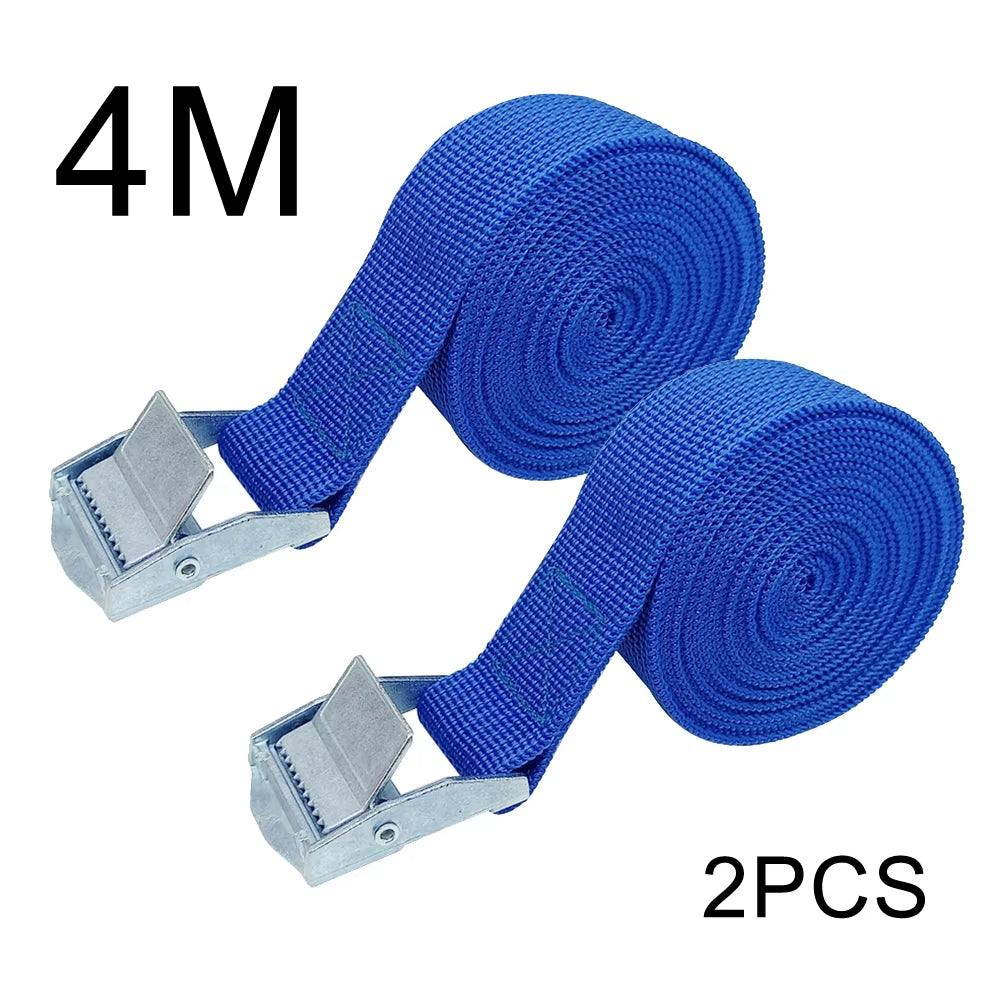 2Pcs 4M Zinc Alloy Pressure Buckle Pallet Cargo Straps Luggage Fixed Car Fixed Tightener Tensioner Straps Ratchet Tie-Down Belt