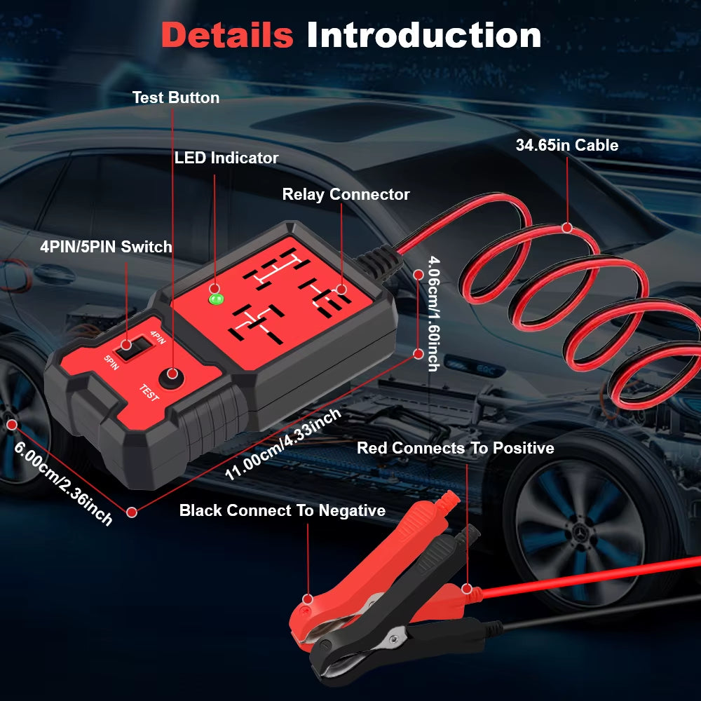 LED Indicator Light Car Battery Checker Electronic Test Car Relay Tester Diagnostic Tools Automotive Accessories Universal 12V