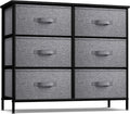 Dresser with 6 Drawers - Chest Organizer Unit with Steel Frame Wood Top & Handle Easy Pull Fabric Bins for Clothes - Storage Furniture for Bedroom, Hallway, Living Room, Nursery & Closet