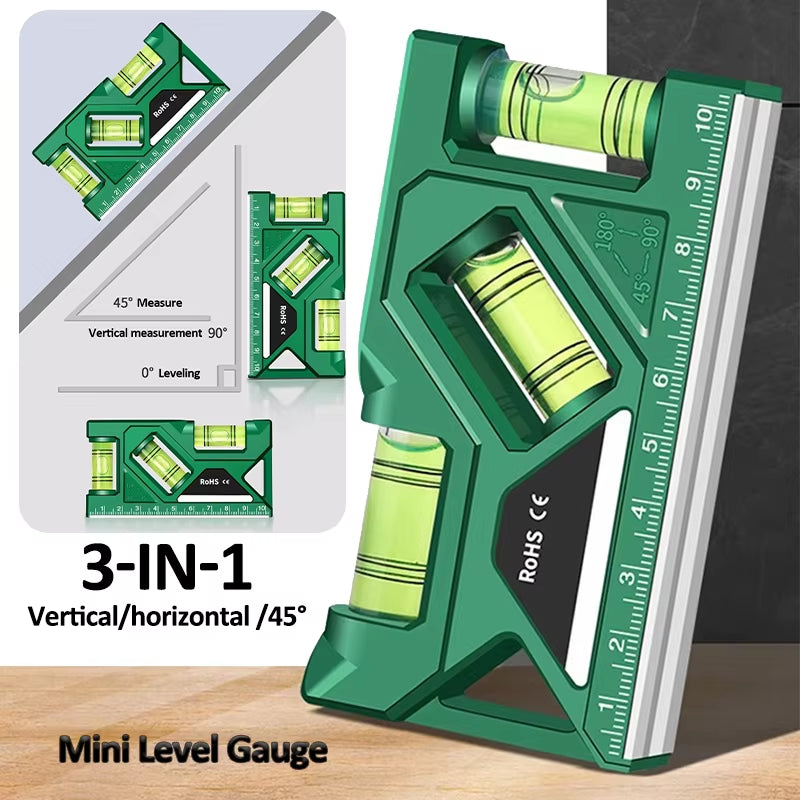 Mini Level Gauge High-Precision Horizontal Vertical Measure Metric Ruler Protractor Home Portable Magnetic Pocket Level Gauge