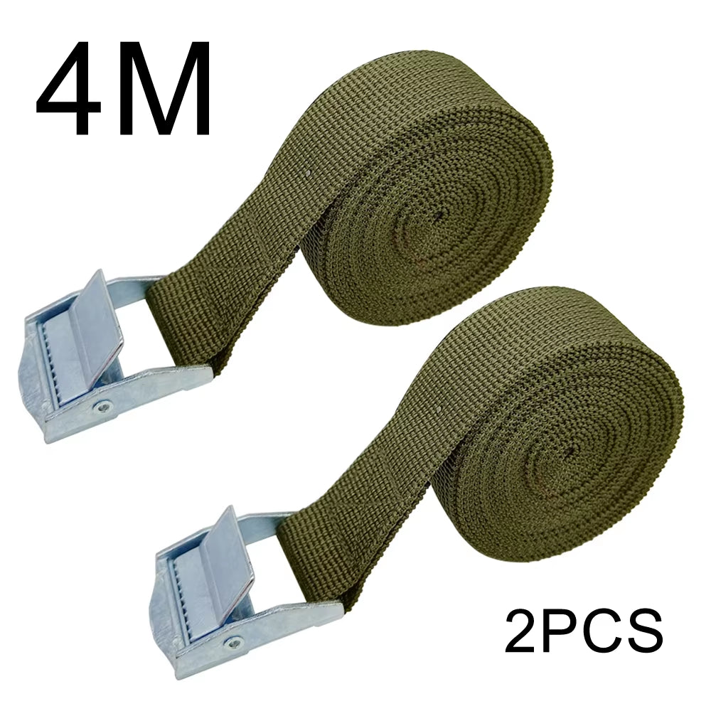 2Pcs 4M Zinc Alloy Pressure Buckle Pallet Cargo Straps Luggage Fixed Car Fixed Tightener Tensioner Straps Ratchet Tie-Down Belt