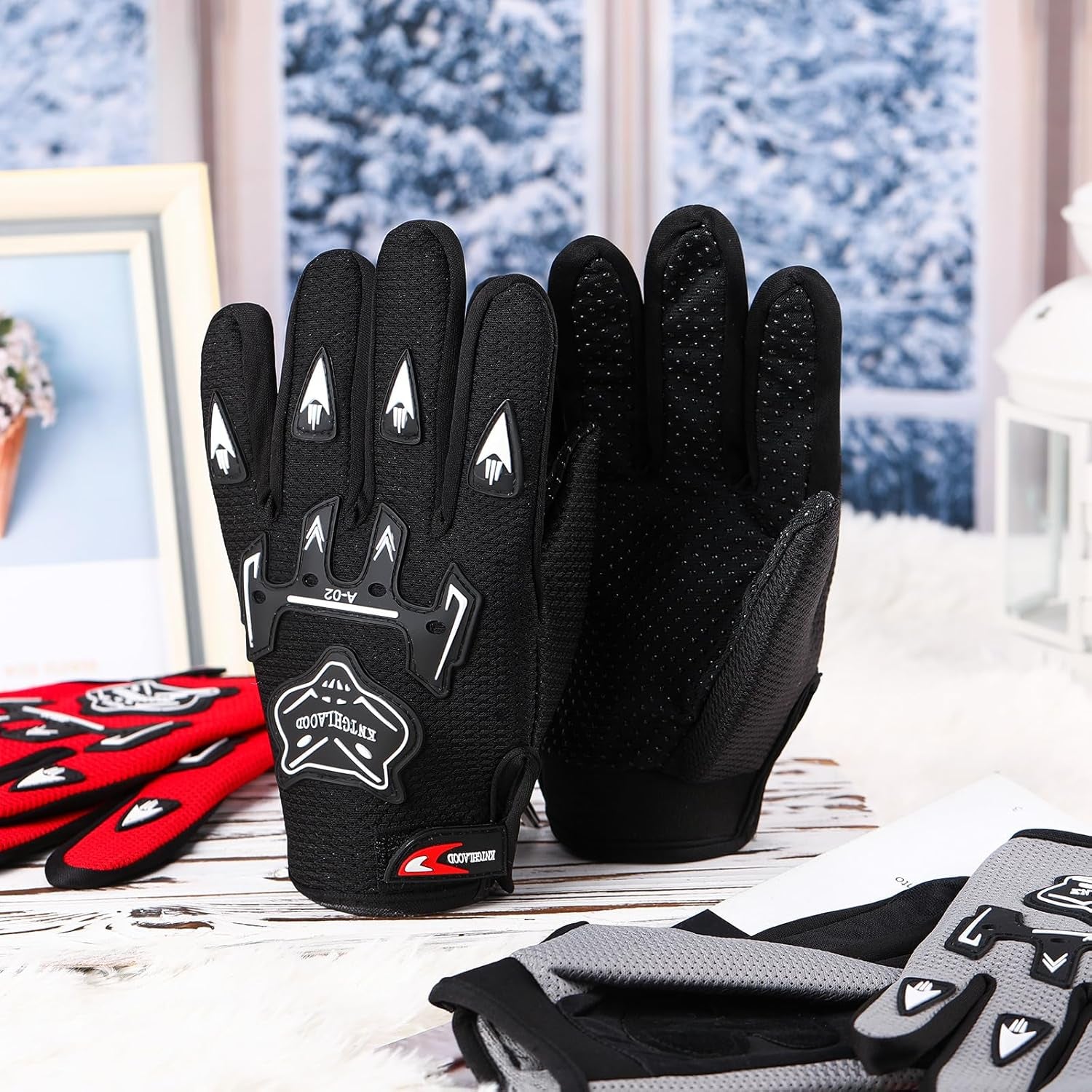 Motorcycle Gloves Riding Dirty Bike Gloves Racing Winter Power Sports Supplies for Riding Cycling Hiking Outdoor(Black,9.06 X 4.53 Inches)