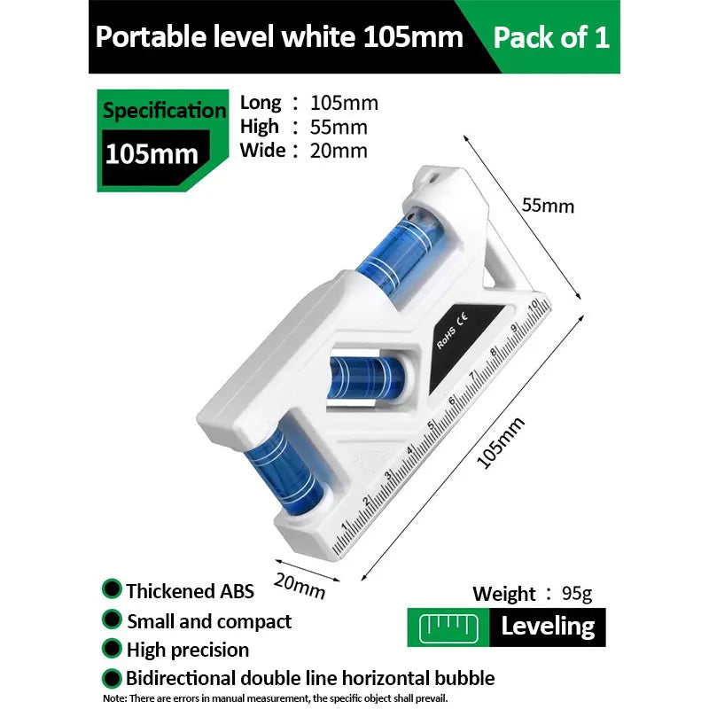 Mini Level Gauge High-Precision Horizontal Vertical Measure Metric Ruler Protractor Home Portable Magnetic Pocket Level Gauge