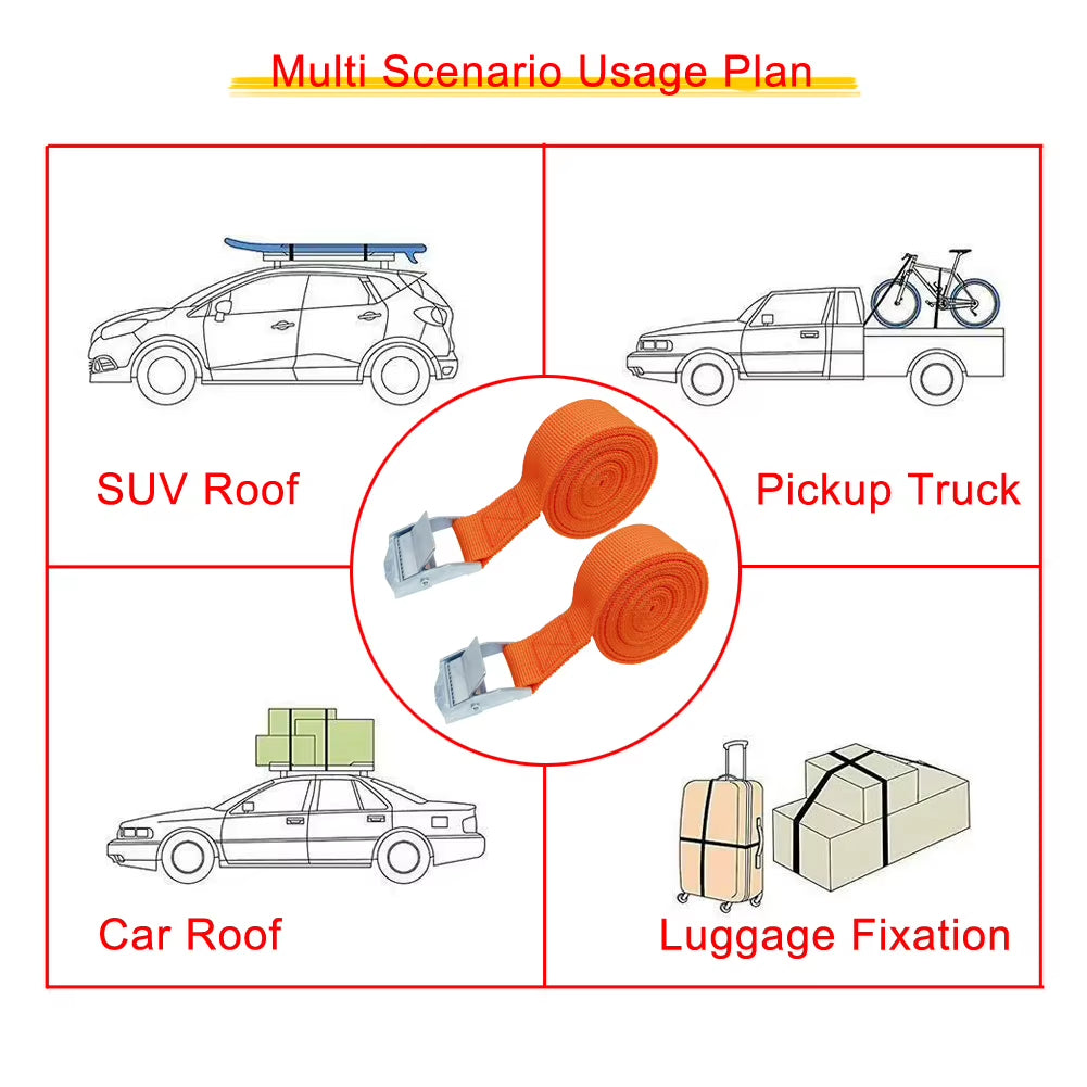 2Pcs 4M Zinc Alloy Pressure Buckle Pallet Cargo Straps Luggage Fixed Car Fixed Tightener Tensioner Straps Ratchet Tie-Down Belt